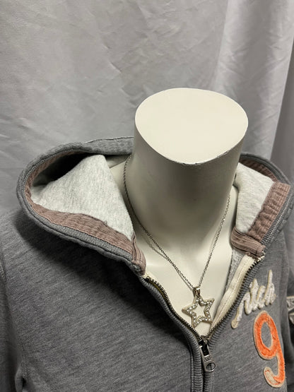 L - Abercrombie & Fitch Y2K Grey Applique Zip Hoodie