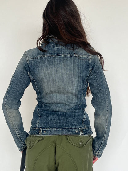 Vintage Silver Jeans Collared Denim Jacket