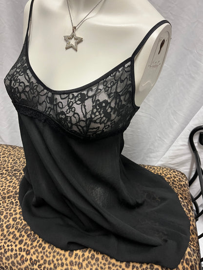 M - Victoria's Secret Black Lace Detail Slip Cami