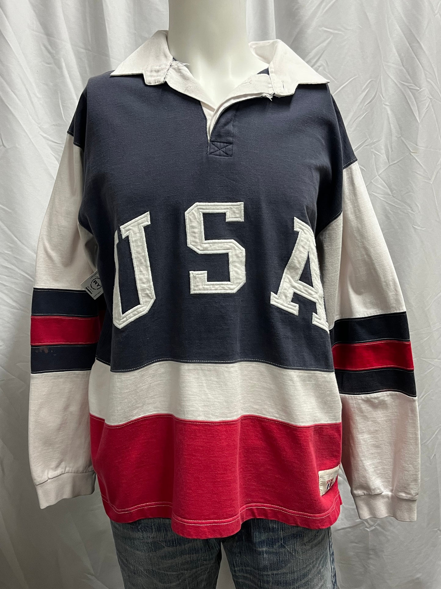 M/L - USA 90s Embroidered Rugby Shirt