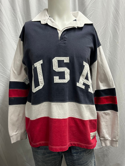 M/L - USA 90s Embroidered Rugby Shirt