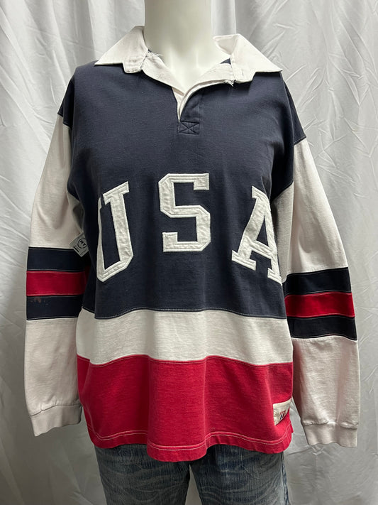 M/L - USA 90s Embroidered Rugby Shirt