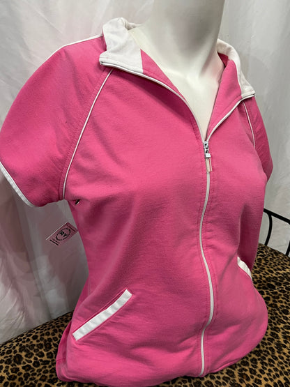 M/L - Pink 2000s Sport Zip Short Sleeve Sweatshirt