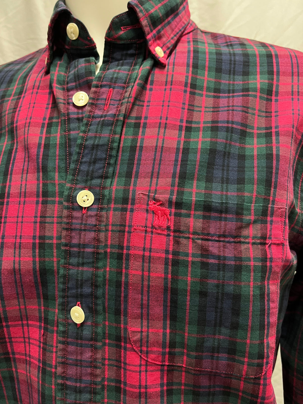 XS - Abercrombie & Fitch Y2K Pink + Green Plaid Shirt