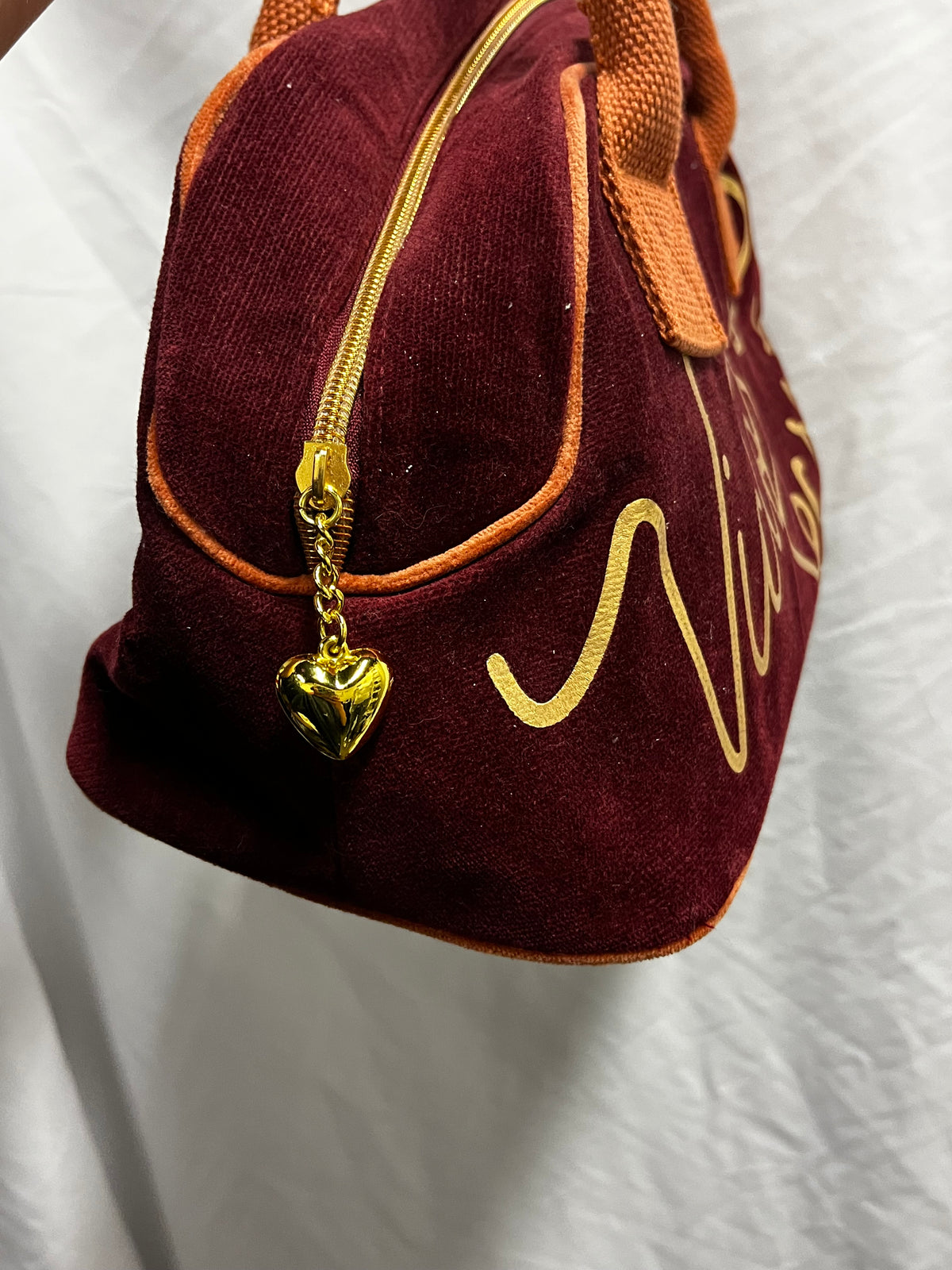 Purse - Victoria's Secret Burgundy + Gold Bowling Bag