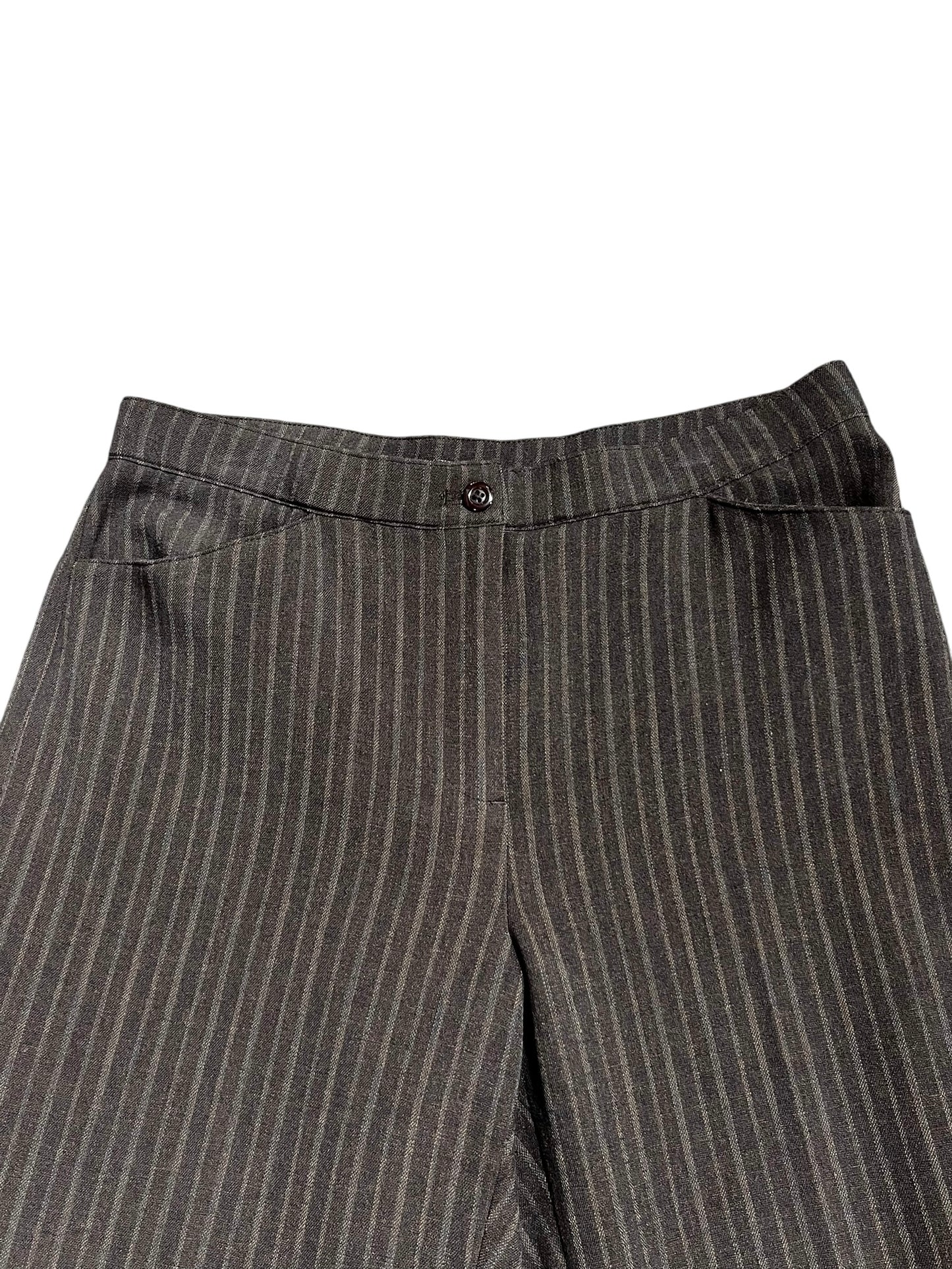 SZ 8 - Haggar Brown Pinstripe Wide Leg Trousers