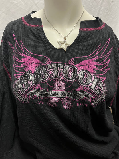 2XL - Mac Tools Y2K Graphic Waffle Thermal Top