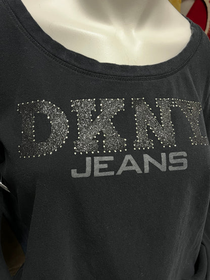 L/XL - DKNY Jeans Rhinestone Long Sleeve Top