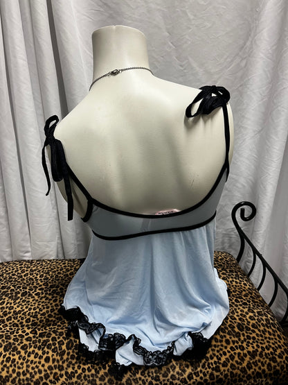 M - La Vie En Rose Baby Blue Babydoll Top