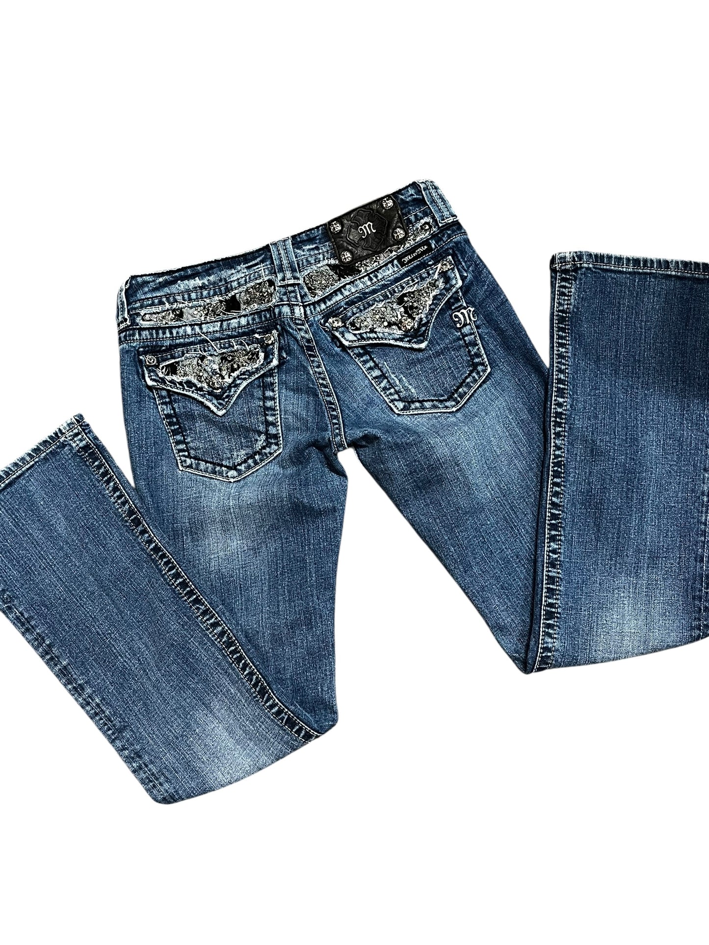 28" - Miss Me Y2K Bootcut Bling Low Rise Jeans