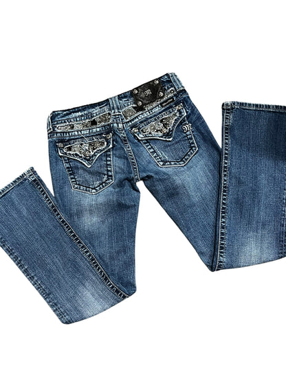 28" - Miss Me Y2K Bootcut Bling Low Rise Jeans