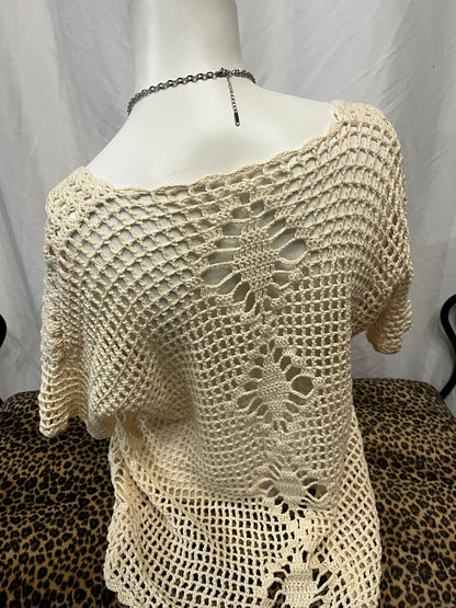 L - Crotchet Short Sleeve Cardigan Top