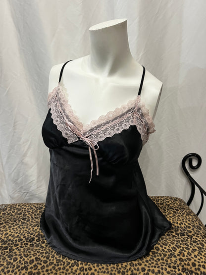 L - Premiere Pink Lace Satin Cami Top