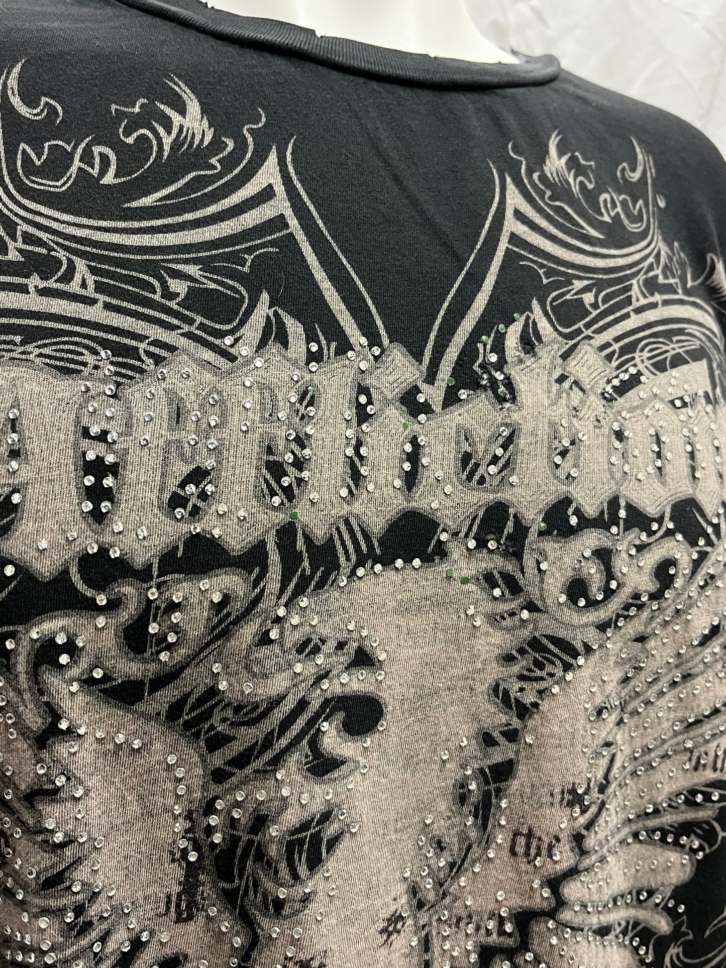 XL - Affliction Y2K Gothic Rhinestone Graphic Tee