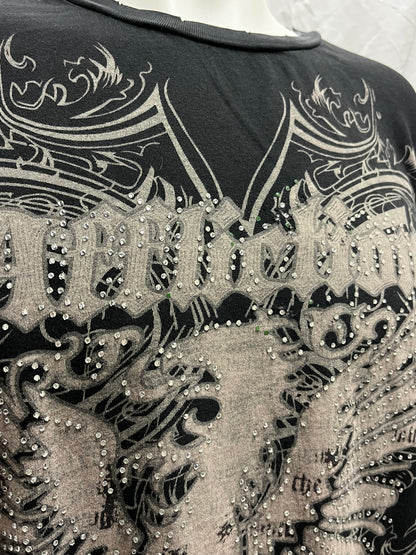 XL - Affliction Y2K Gothic Rhinestone Graphic Tee