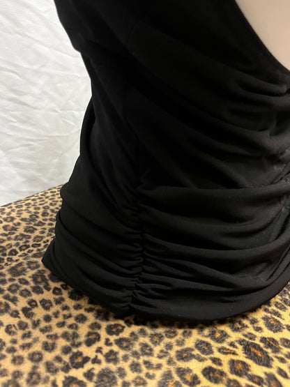 M - Y2K Bead Pendant Black Halter Top