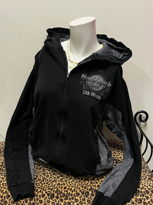 M/L - Hard Rock Couture Y2K Rhinestone Graphic Zip Hoodie
