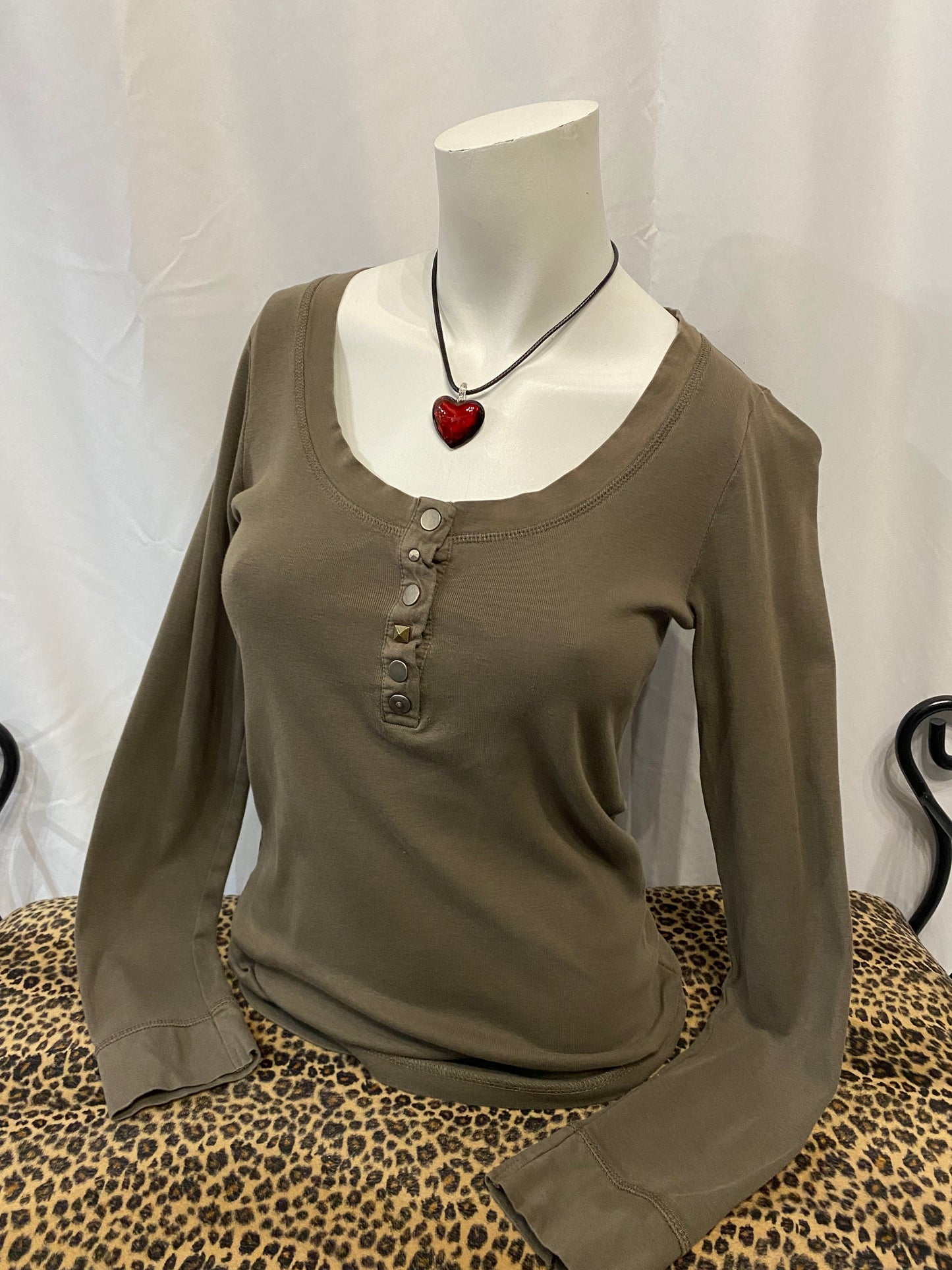 M - Flashlights Y2K Studs Henley Long Sleeve