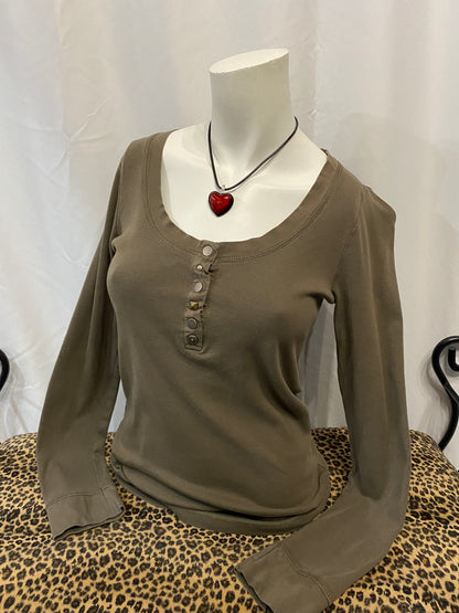 M - Flashlights Y2K Studs Henley Long Sleeve