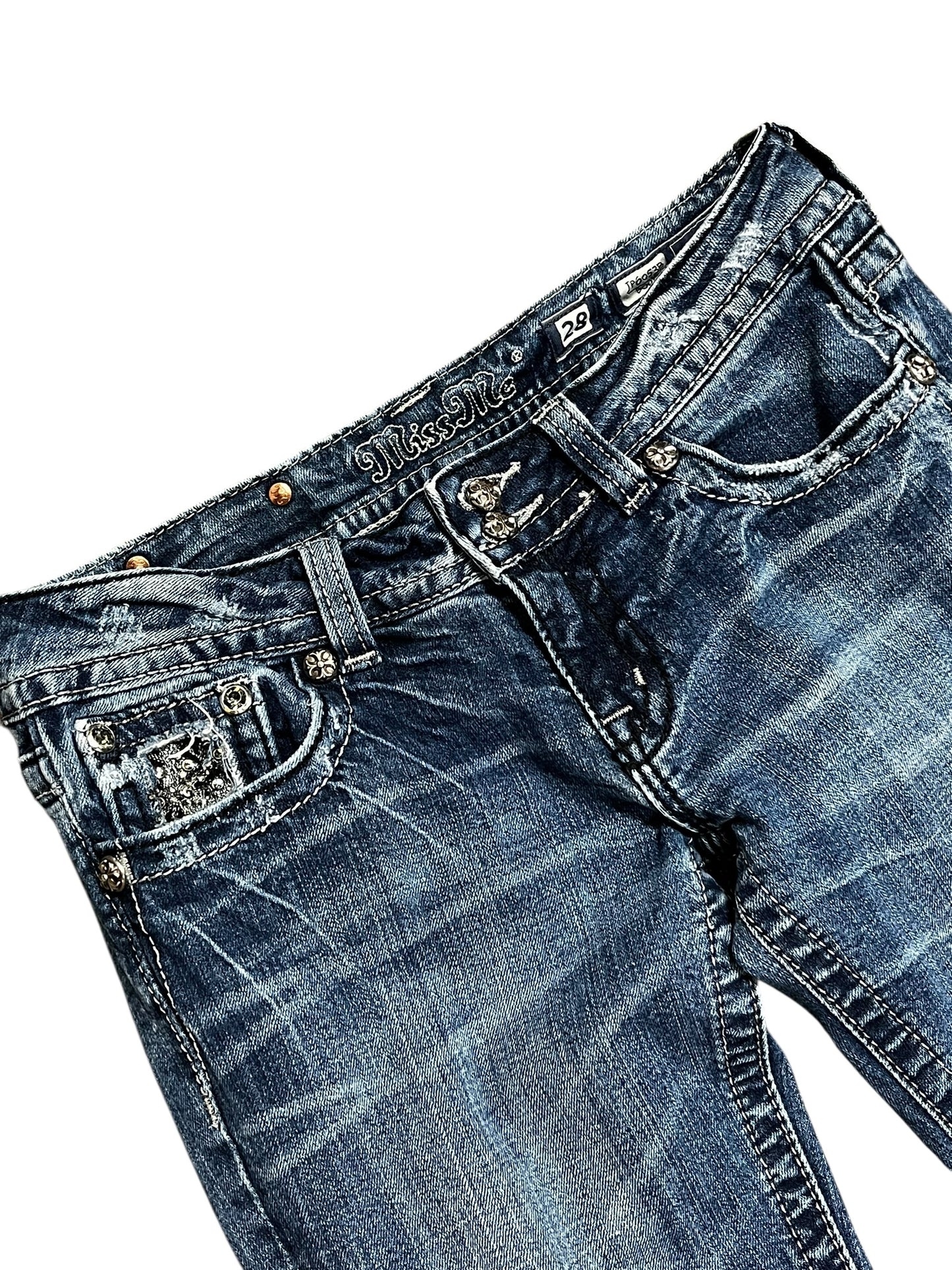 28" - Miss Me Y2K Bootcut Bling Low Rise Jeans