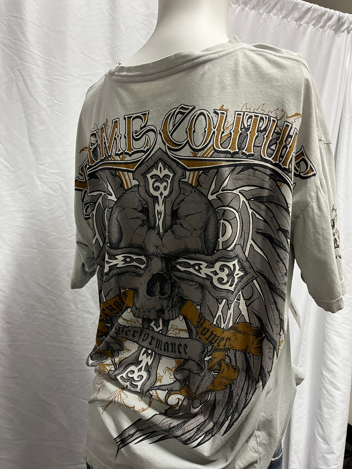 2XL - Xtreme Couture Y2K Grey AOP Graphic Tee