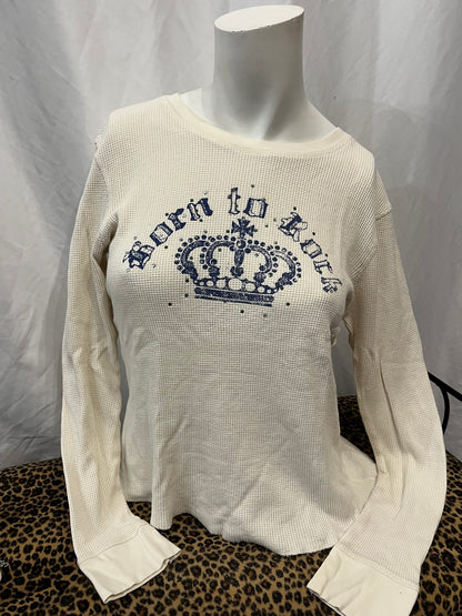 L - Born To Rock Y2K Graphic Thermal Top