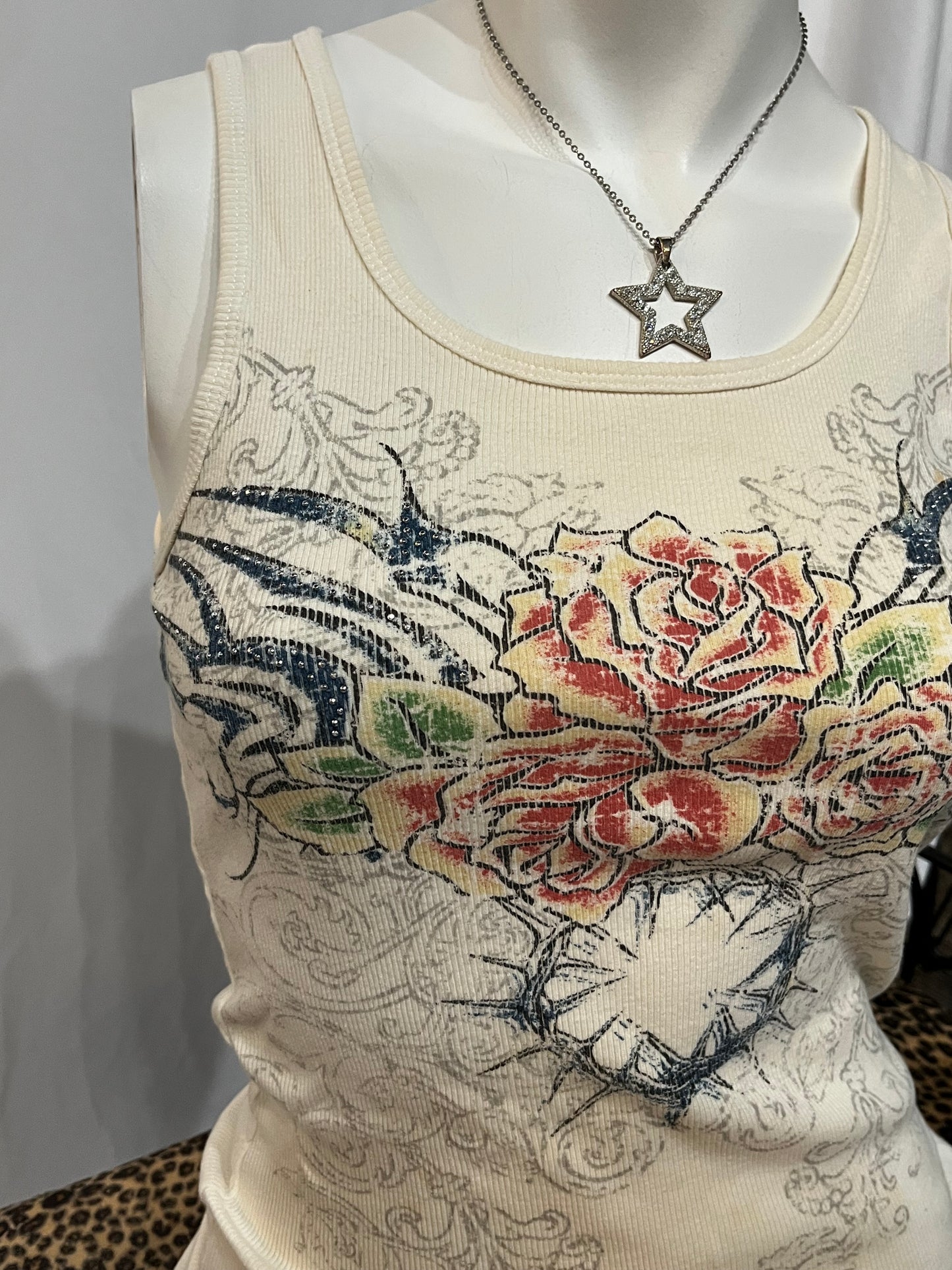 M/L - No Boundaries Y2K Rhinestone Ribbed Tank Top