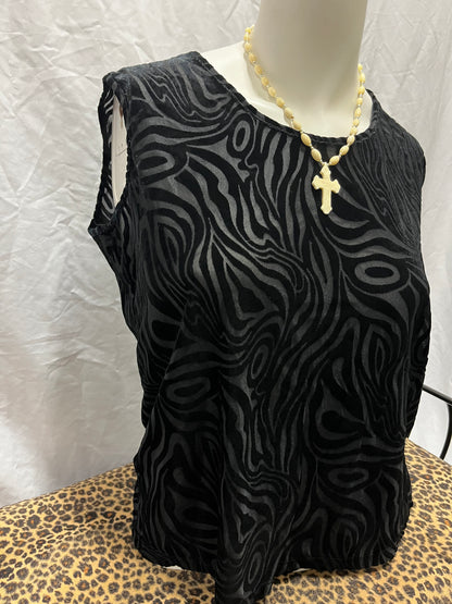 L - TanJay 2000s Zebra + Mesh Boat Neck Top