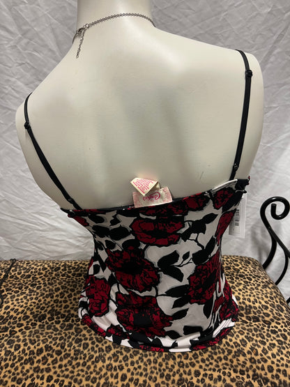 M/L - Candie's Y2K Red + Black Lace Detail Cami Top