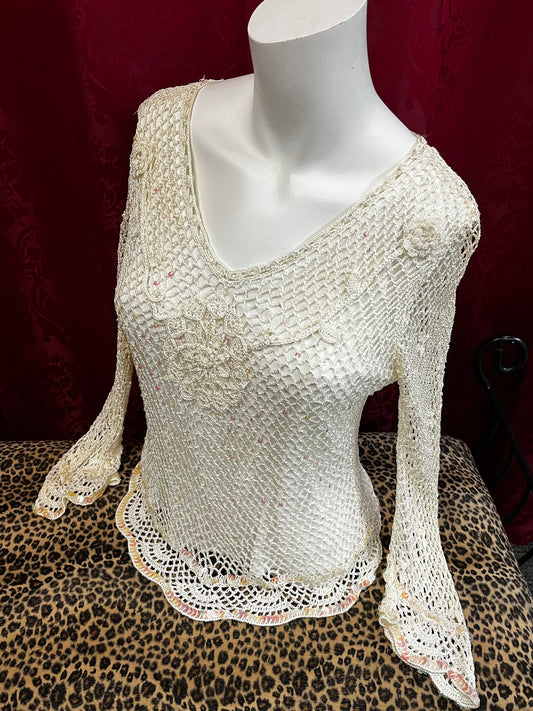 S - Temptation 90s Crotchet Sequin Long Sleeve