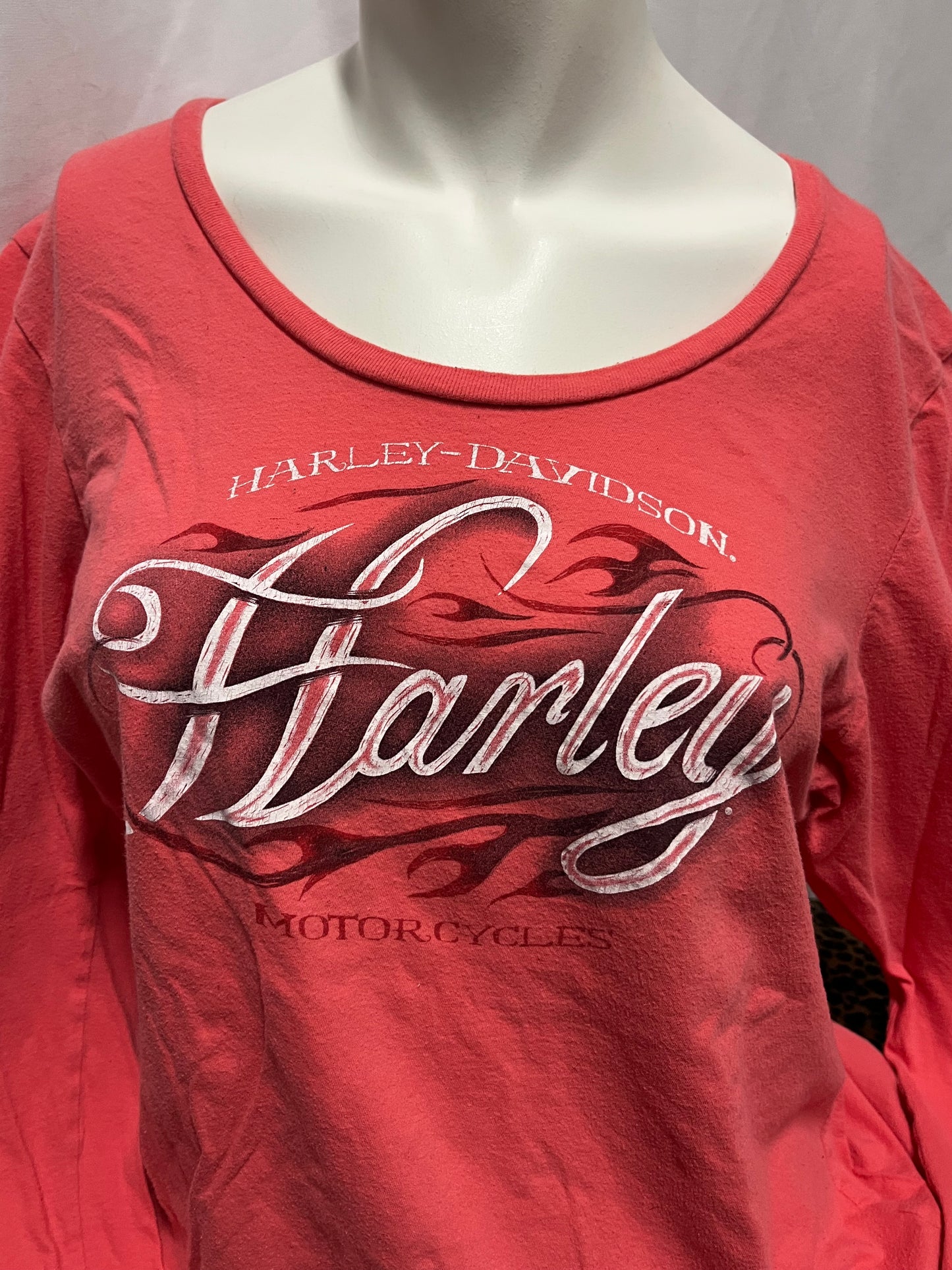 XL - Harley Davidson Pink Graphic Long Sleeve Top