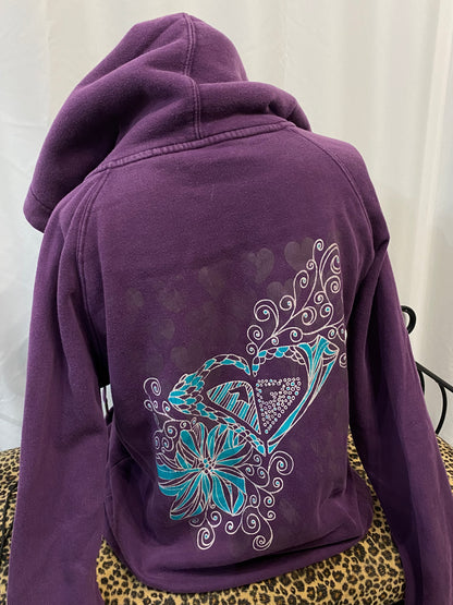 XL - Roxy Y2K Purple Graphic Zip Hoodie
