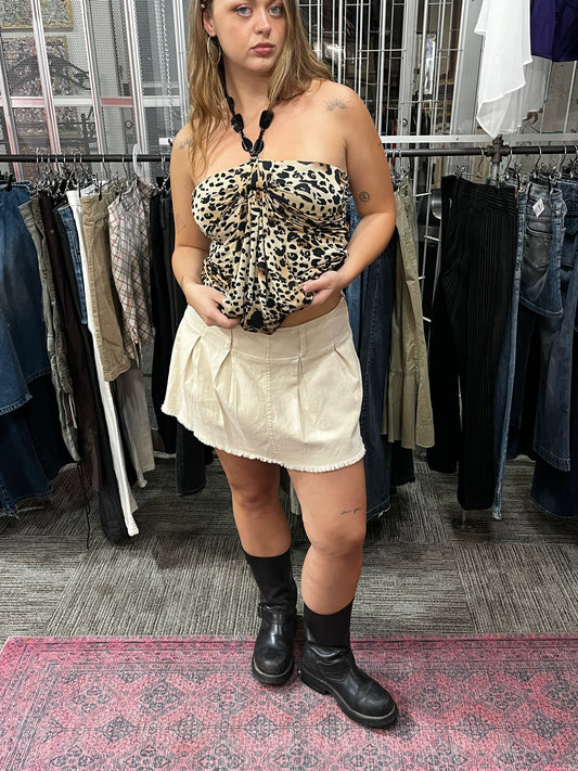 L - BuzzGirl Leopard Print Beaded Halter