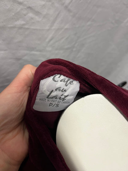 S - Cafe Au Lait Y2K Red Velour Rhinestone Track Zip Jacket