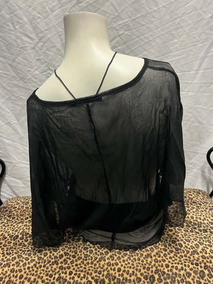 M - Suzy Shier Floral Mesh Blouse