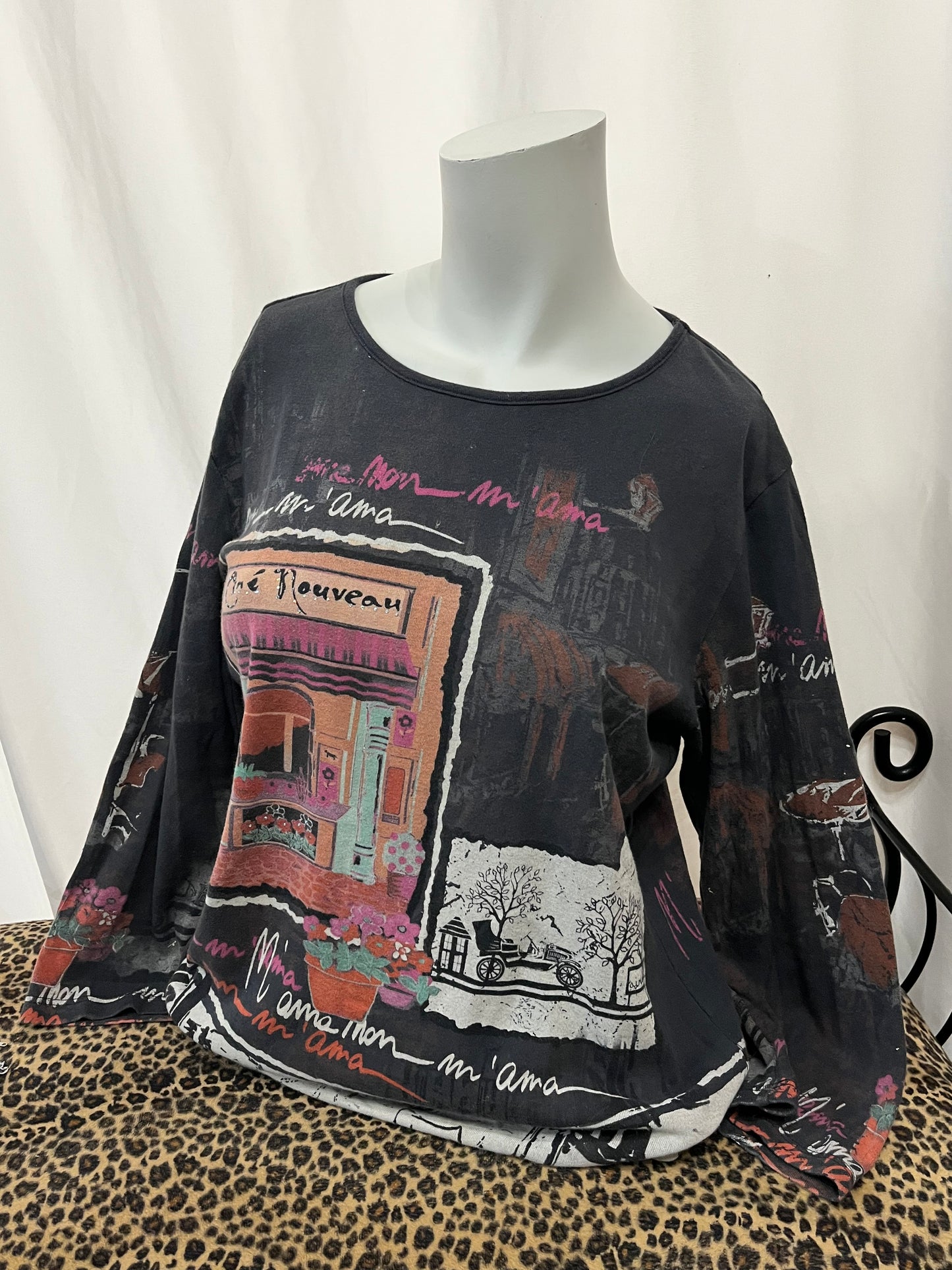 L - Katina Marie Art Nouveau Graphic Top