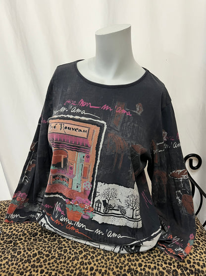 L - Katina Marie Art Nouveau Graphic Top