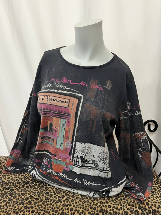 L - Katina Marie Art Nouveau Graphic Top