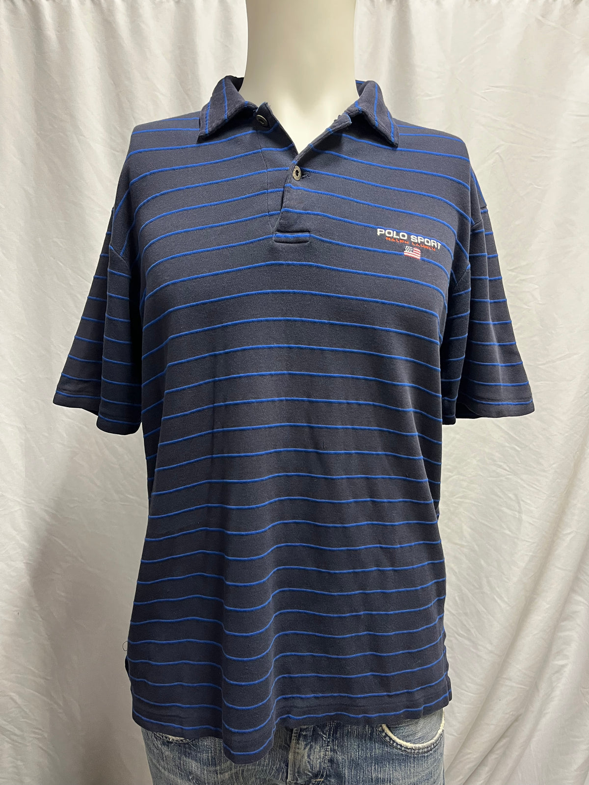 M - Polo Sport 90s Striped Cotton Polo Tee