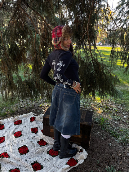 Hat - Y2K Plaid Trapper w/ Faux Fur