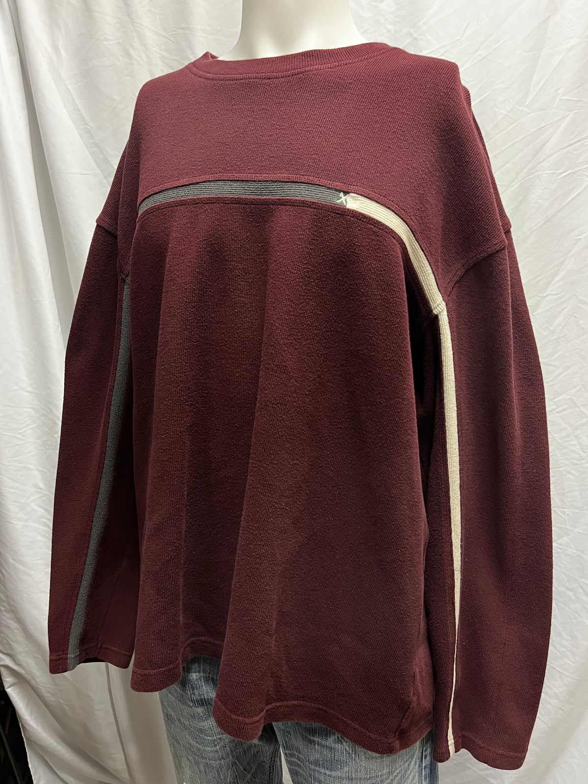 XL - Xtreme Gear Y2K Burgundy Stripe Knit Sweater