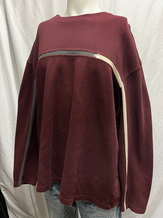 XL - Xtreme Gear Y2K Burgundy Stripe Knit Sweater