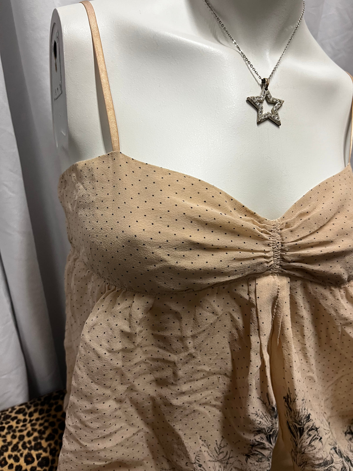 XS - Max Studio Polka Dot Silk Cotton Cami Top