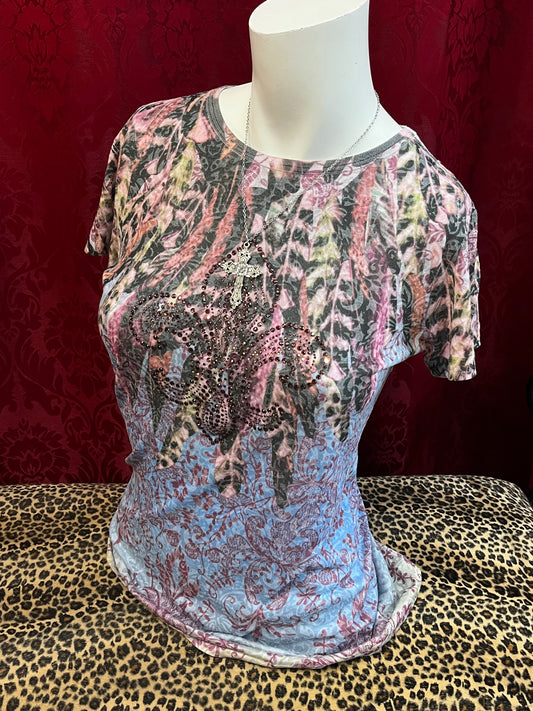 L - Sledge USA Y2K Rhinestone Graphic Top
