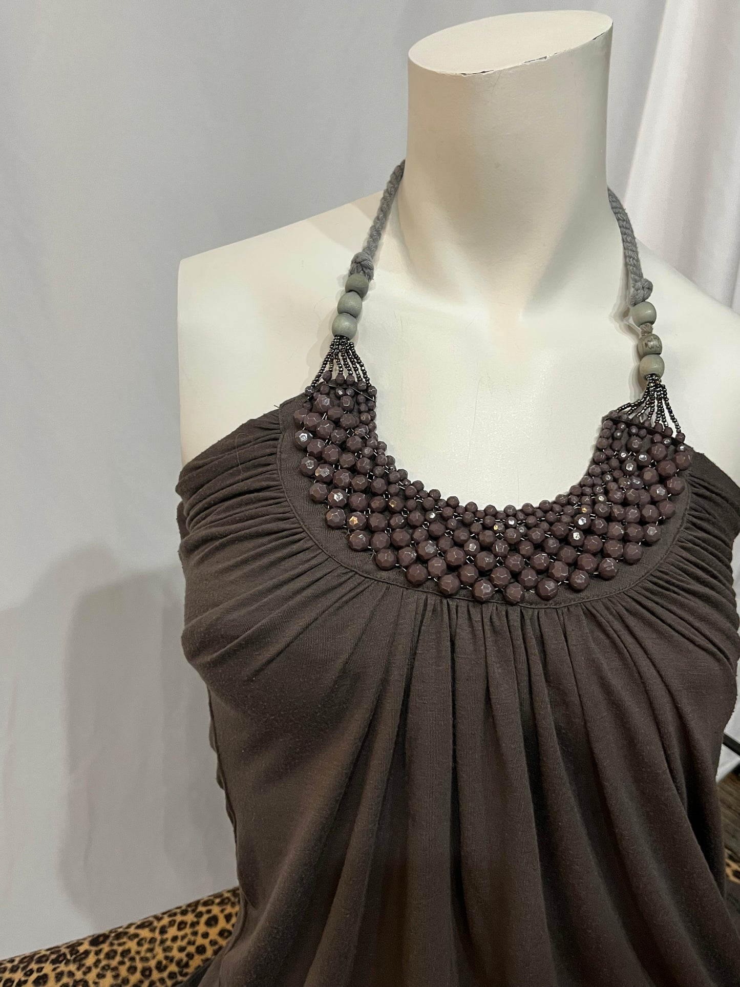 M - UK2LA Y2K Beaded Halter Top
