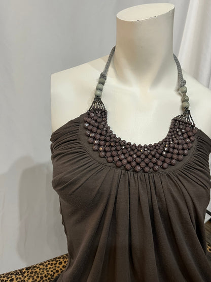 M - UK2LA Y2K Beaded Halter Top