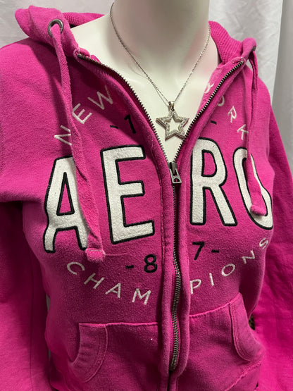 XS - Aeropostale 2010s Pink Zip Hoodie