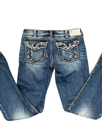 32 x 34" - Silver Suki Y2K Bootcut Embellished Jeans
