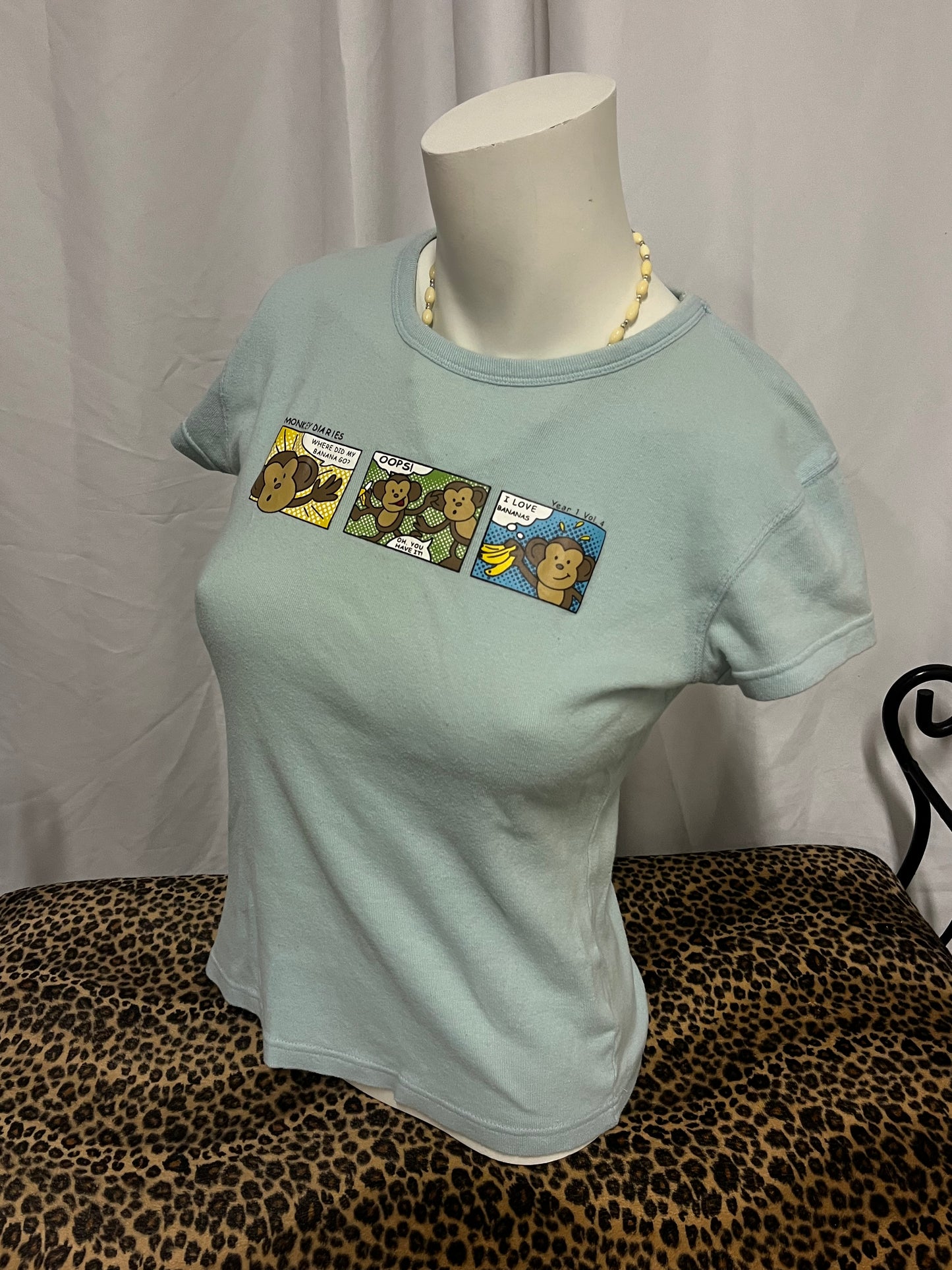 M - WHO Jeans 2000s Monkey Graphic Baby Tee