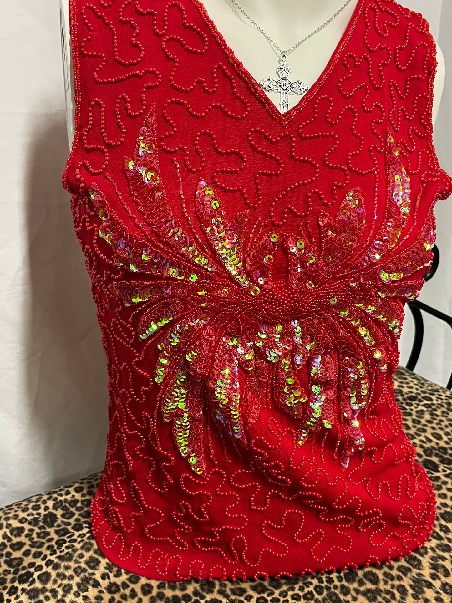 M - Temptation Italy 90s Beaded Butterfly Sequin Top